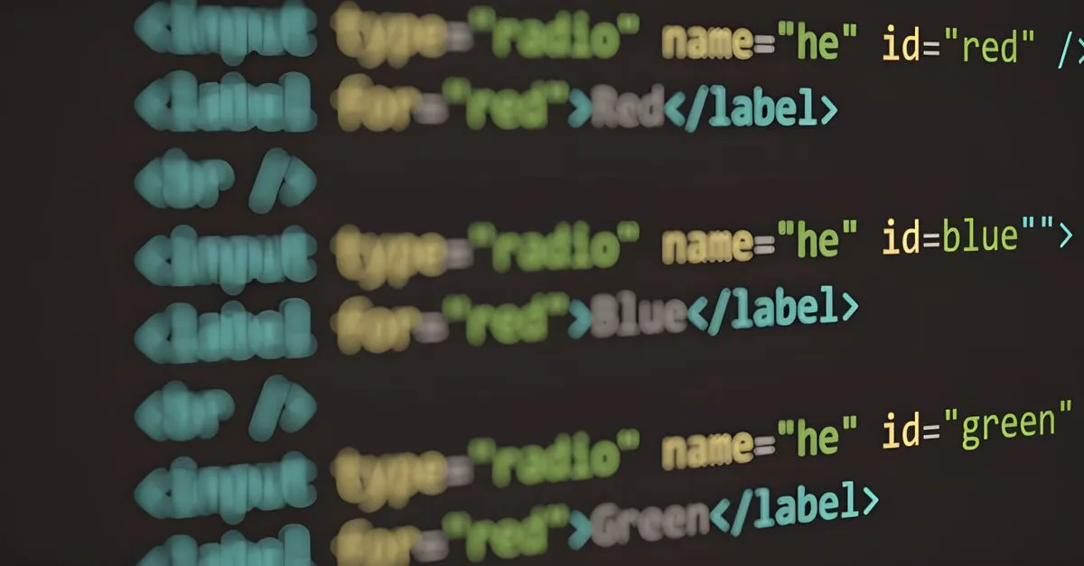HTML code displayed on a screen, demonstrating web structure and syntax.