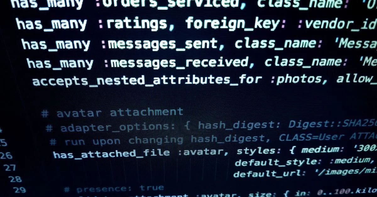 Close-up image featuring detailed programming code on a computer screen, ideal for tech-related themes.