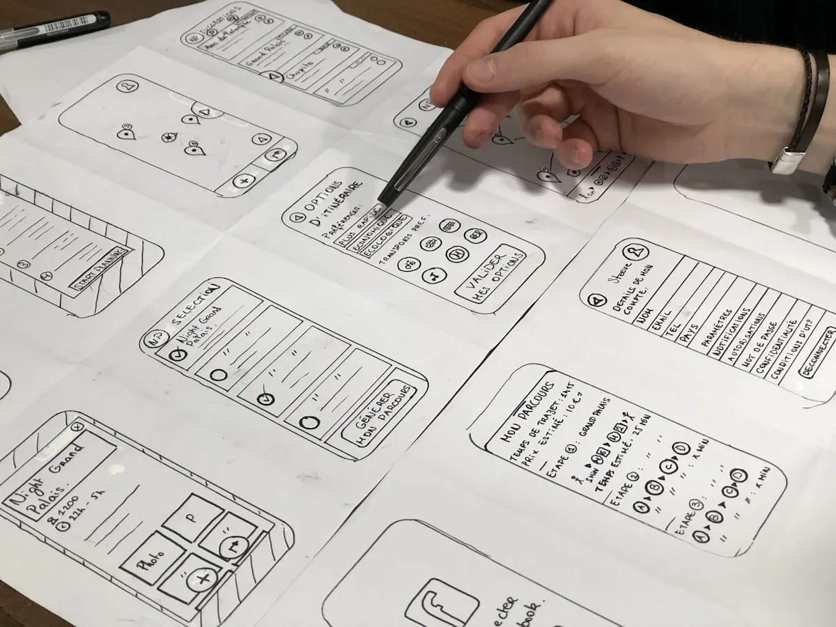Landing page wireframe sketches