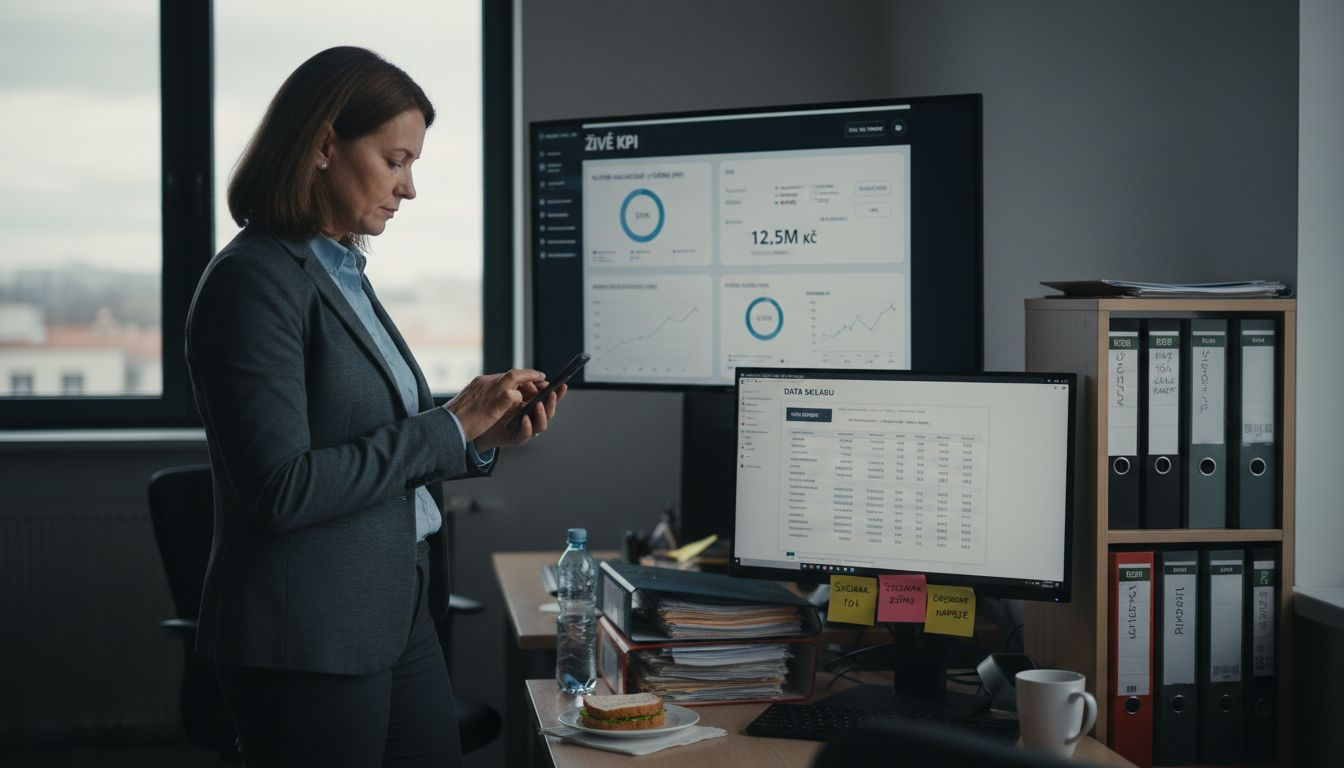 Менеджер отслеживает актуальные корпоративные данные прямо на своём смартфоне.