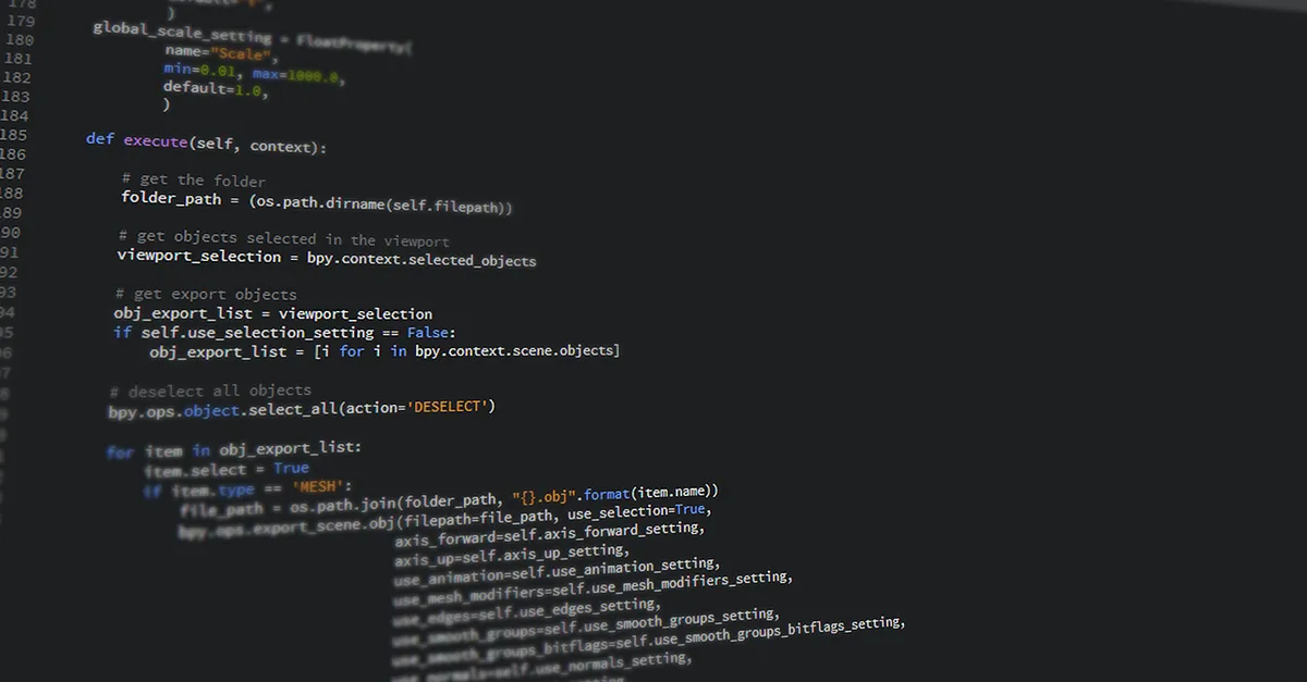 Close-up view of Python code on a computer screen, reflecting software development and programming.